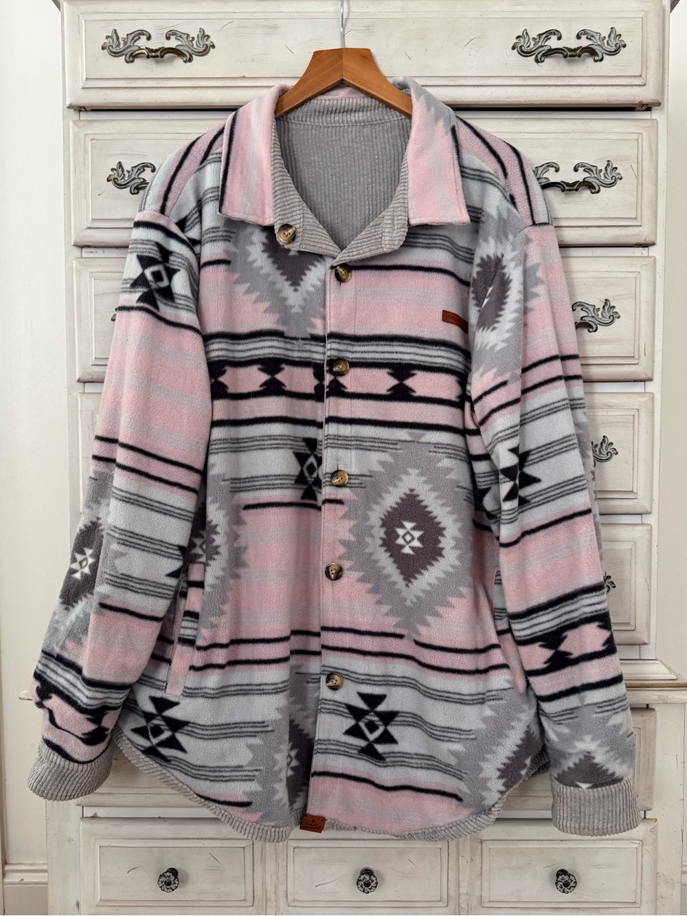 Simply Southern Southwestern Corduroy Reversible Shacket